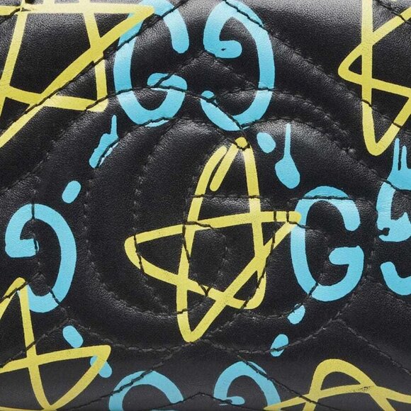 Gucci Black Multicolor Quilted Leather Gucci Ghost Metalasse Zippy Wallet - Picture 3 of 11